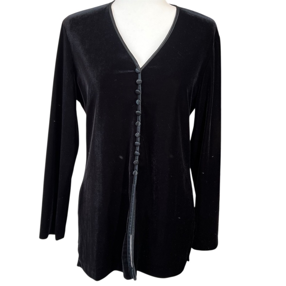 Nina Piccalino‎ Tunic Shirt Women's 6 Black Whimsigoth Velvet Witchy Vampy 90's